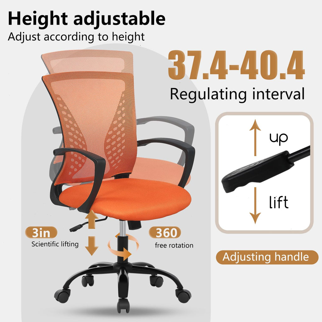 Orange Mesh Ergonomic Office Chair with Lumbar Support and Armrest Q173444