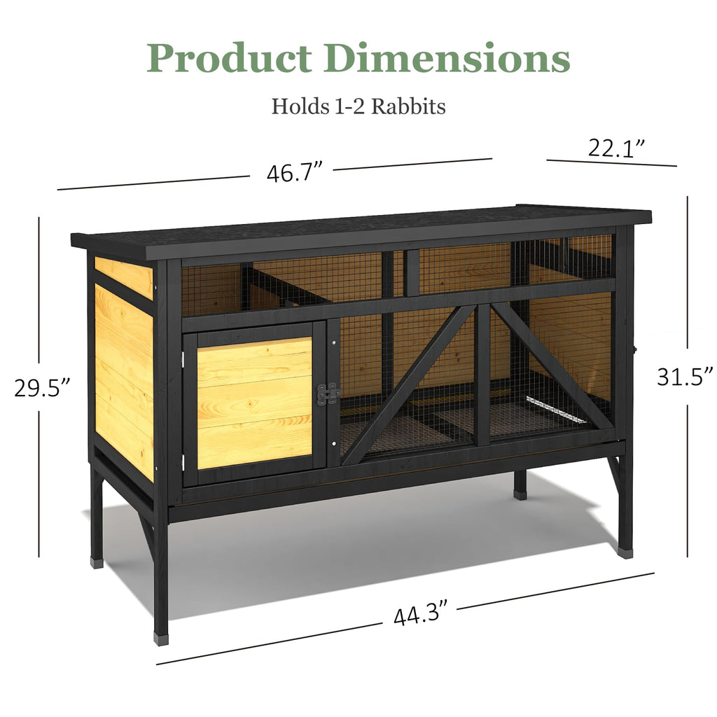 46.7" Wooden Rabbit Hutch with Removable Tray C193481