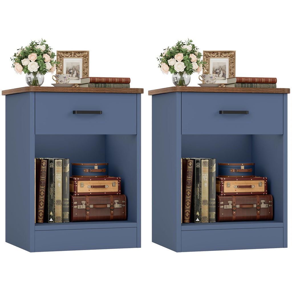 Nightstand Set of 2 with Drawer and Storage Shelf G710268