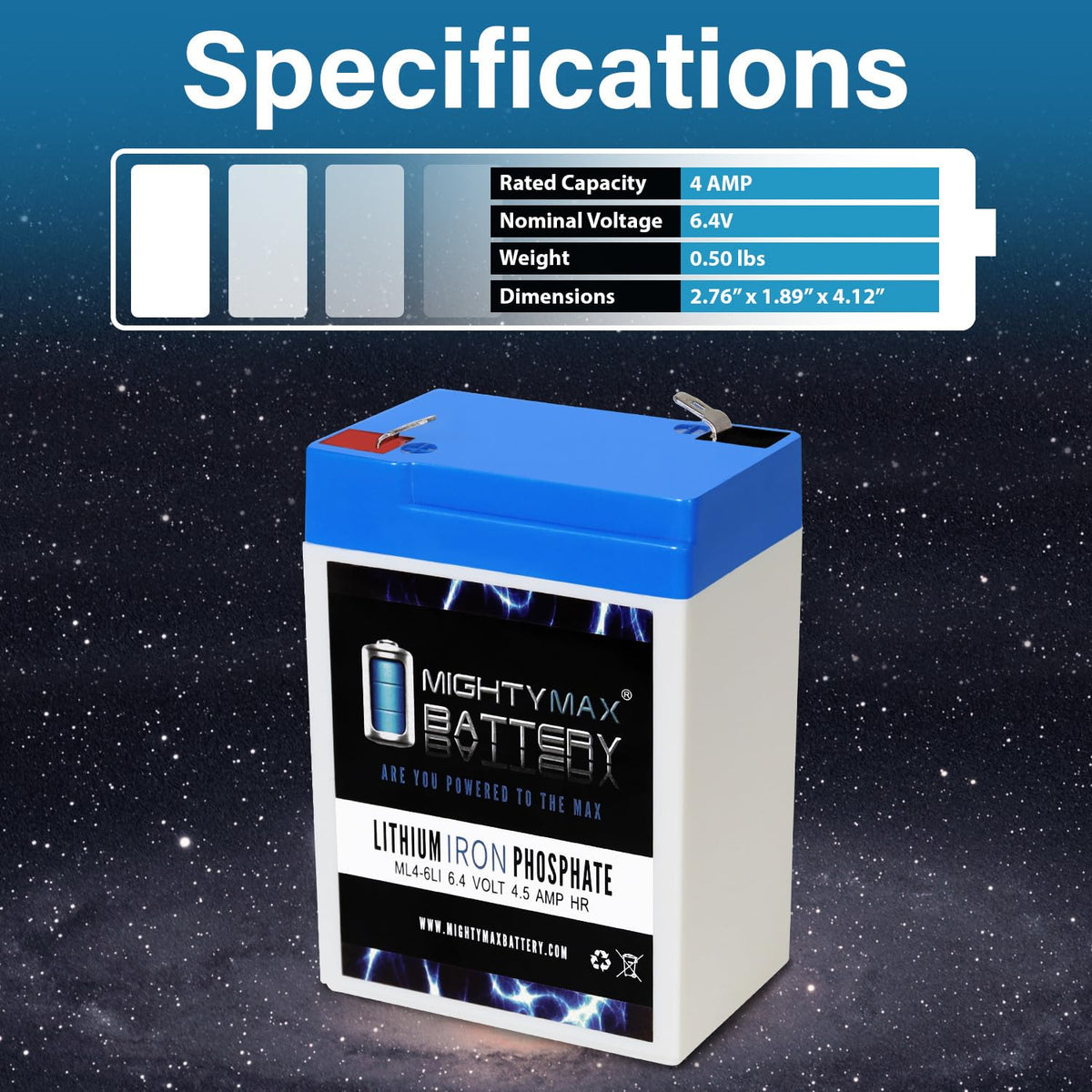 6V 4.5AH Lithium Replacement Battery V60516