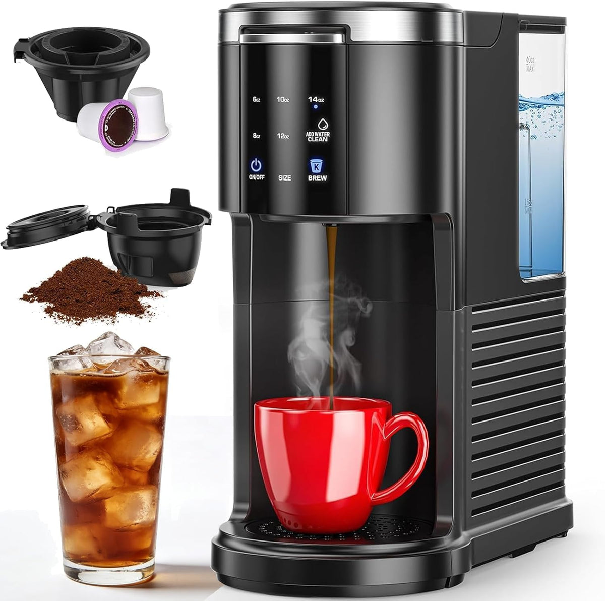 Single Serve Coffee Maker with 40 Oz Water Tank, Satin Black G1462
