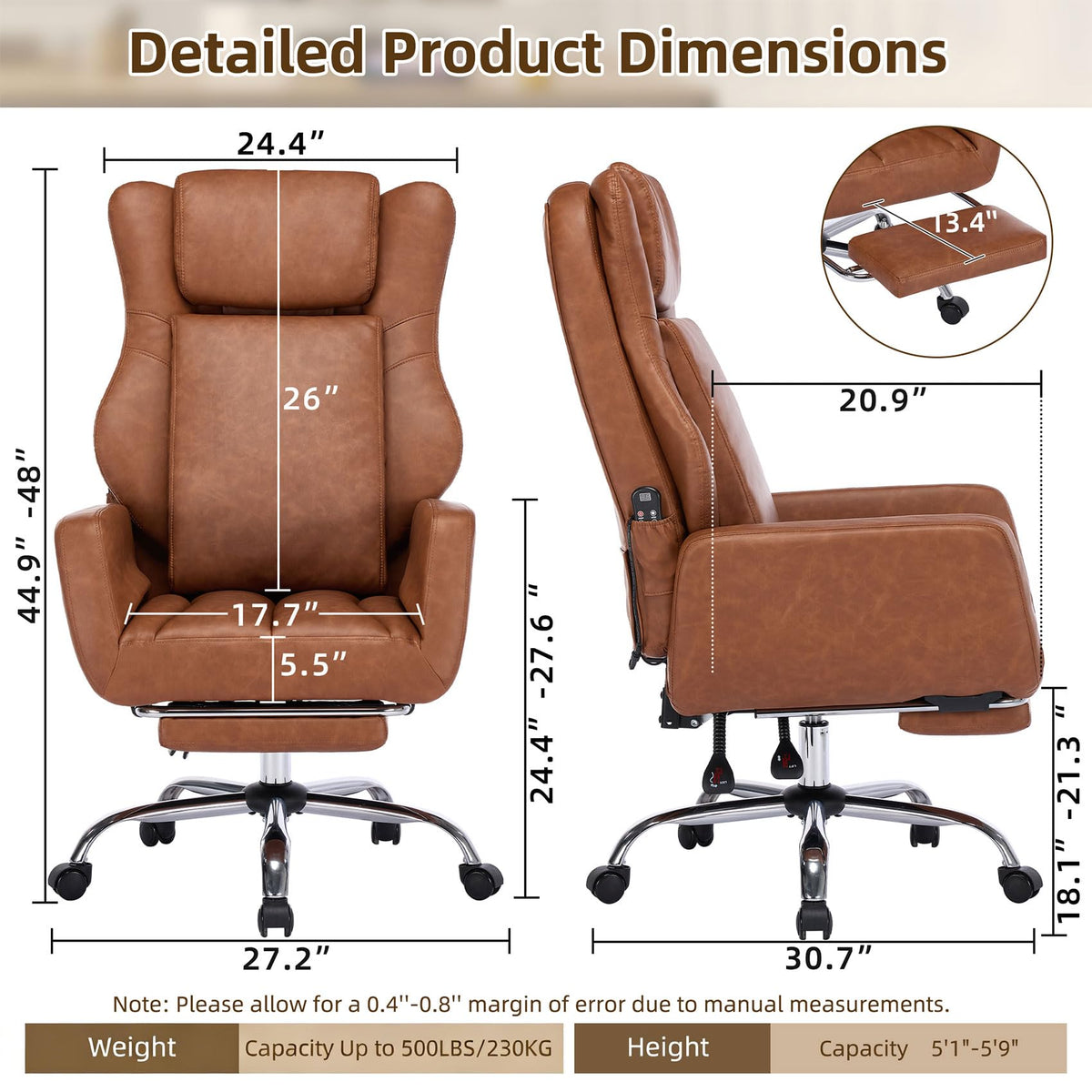 Brown Faux Leather Massage Office Chair N70511