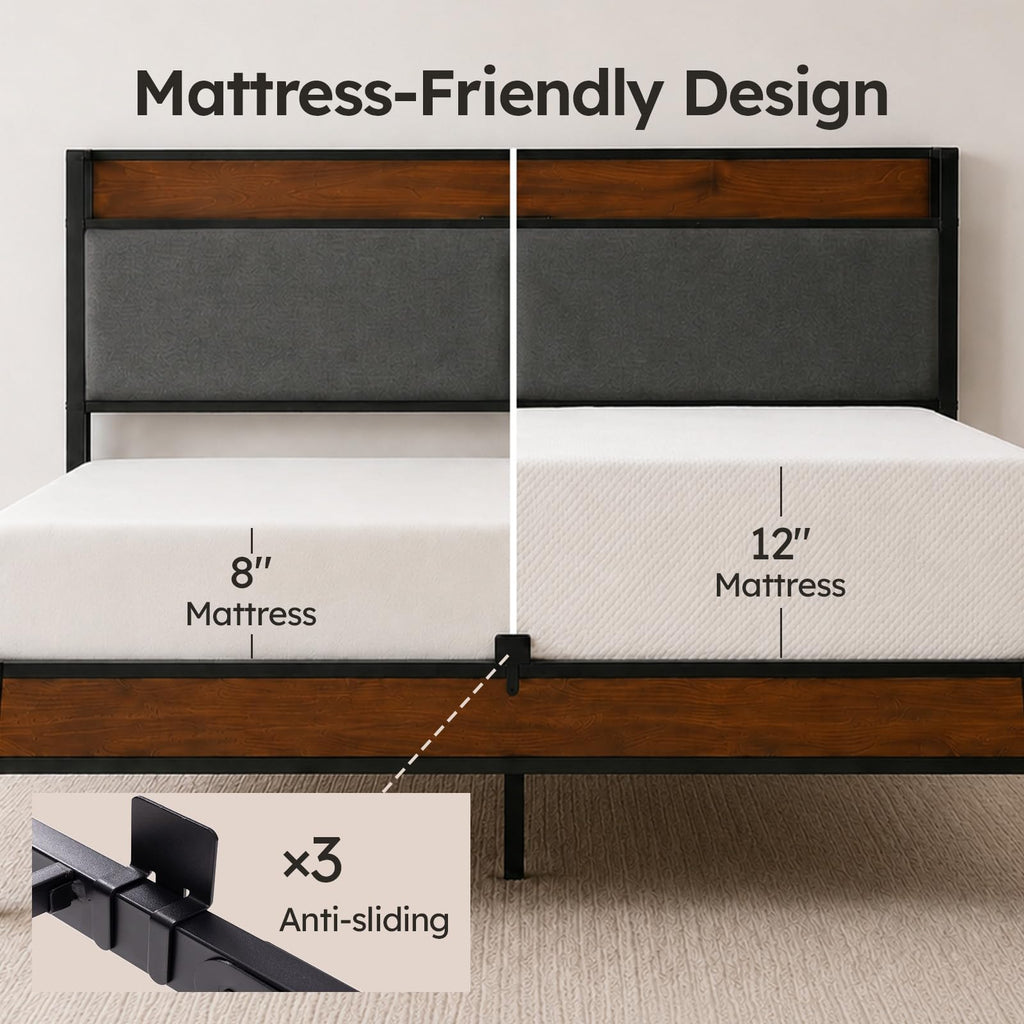 Queen Size Bed Frame with Storage Headboard K47647