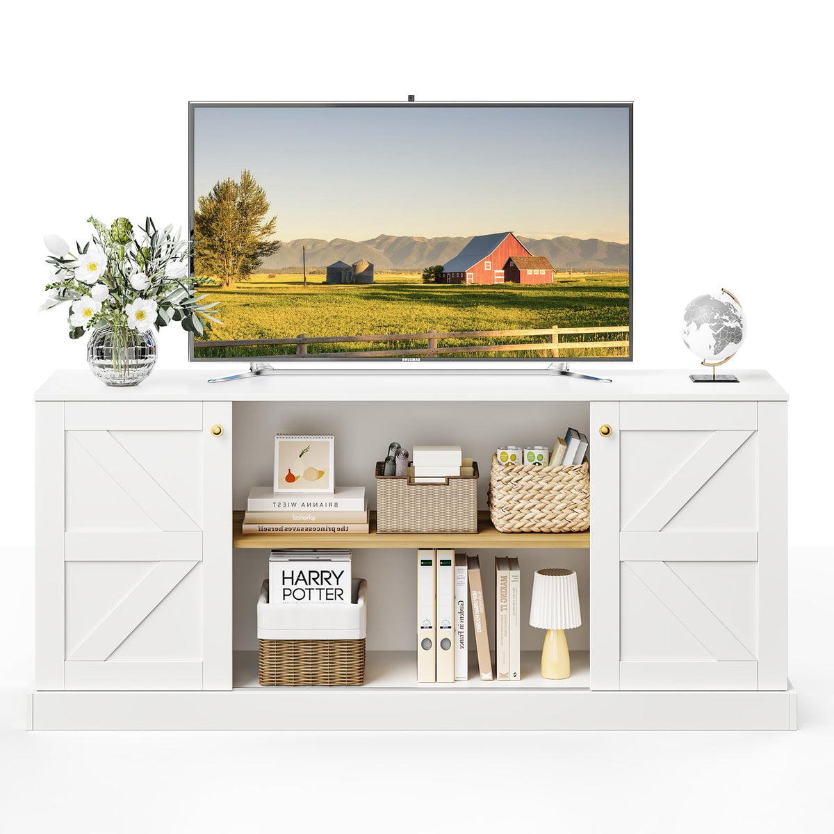 White TV Stand Entertainment Center X276164