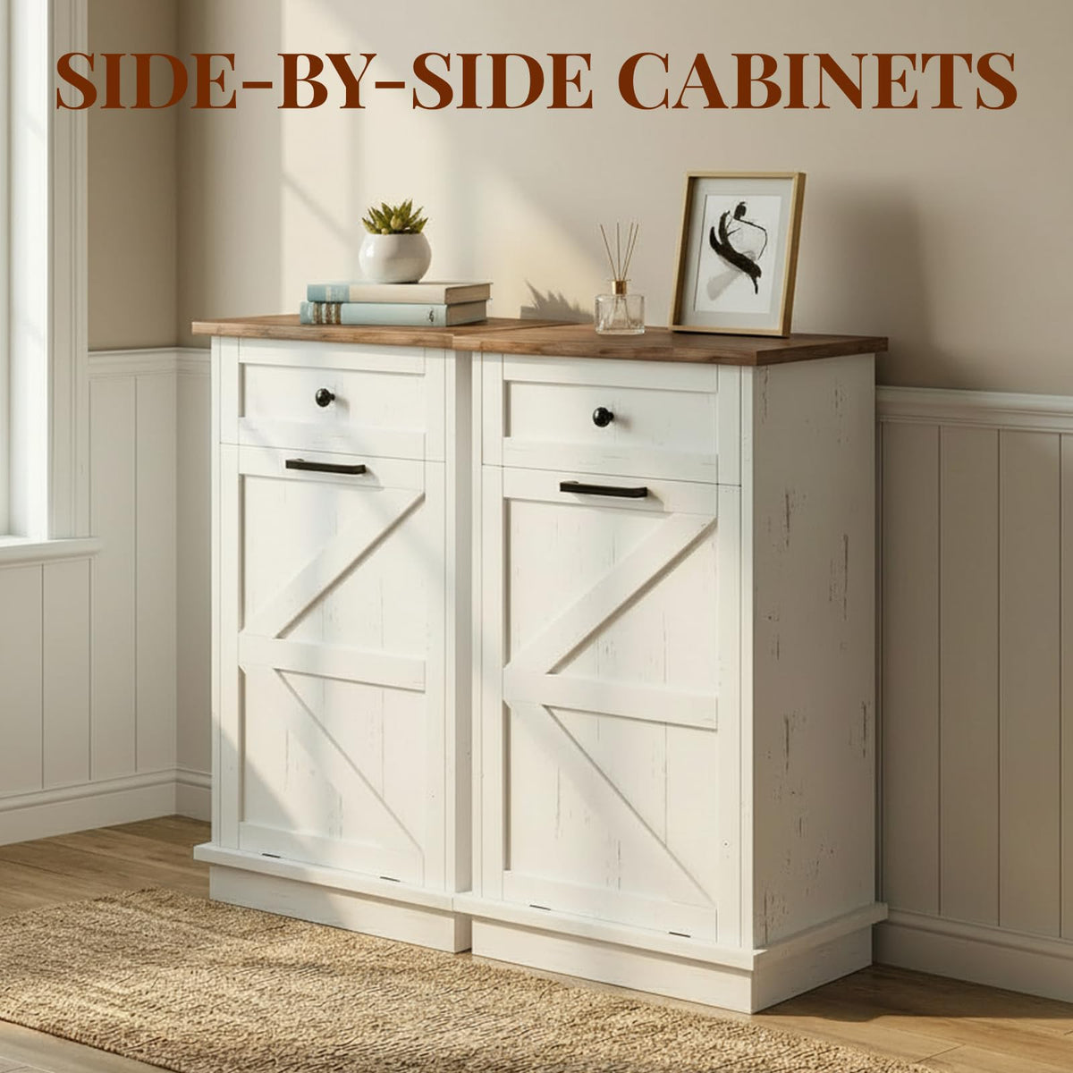 10 Gallon Tilt Out Trash Cabinet with Storage Drawer Z6406