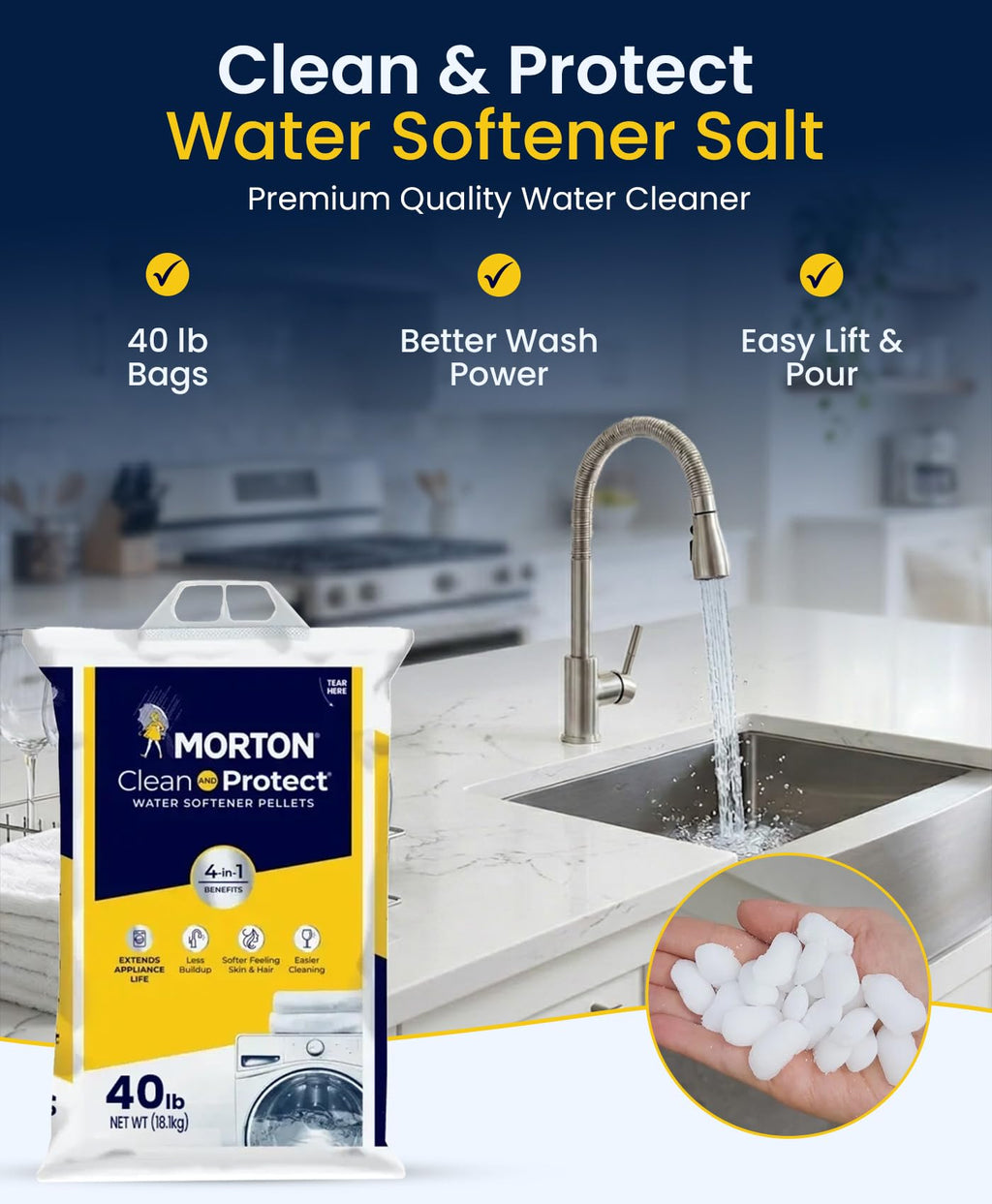 Water Softener Salt Pellets 40 lb 4 Pack F2392