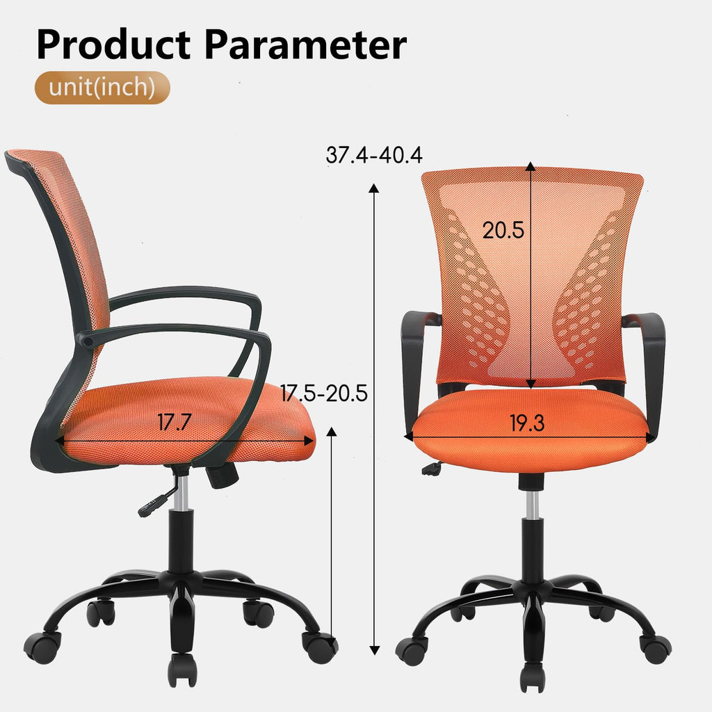 Orange Mesh Ergonomic Office Chair with Lumbar Support and Armrest Q173444