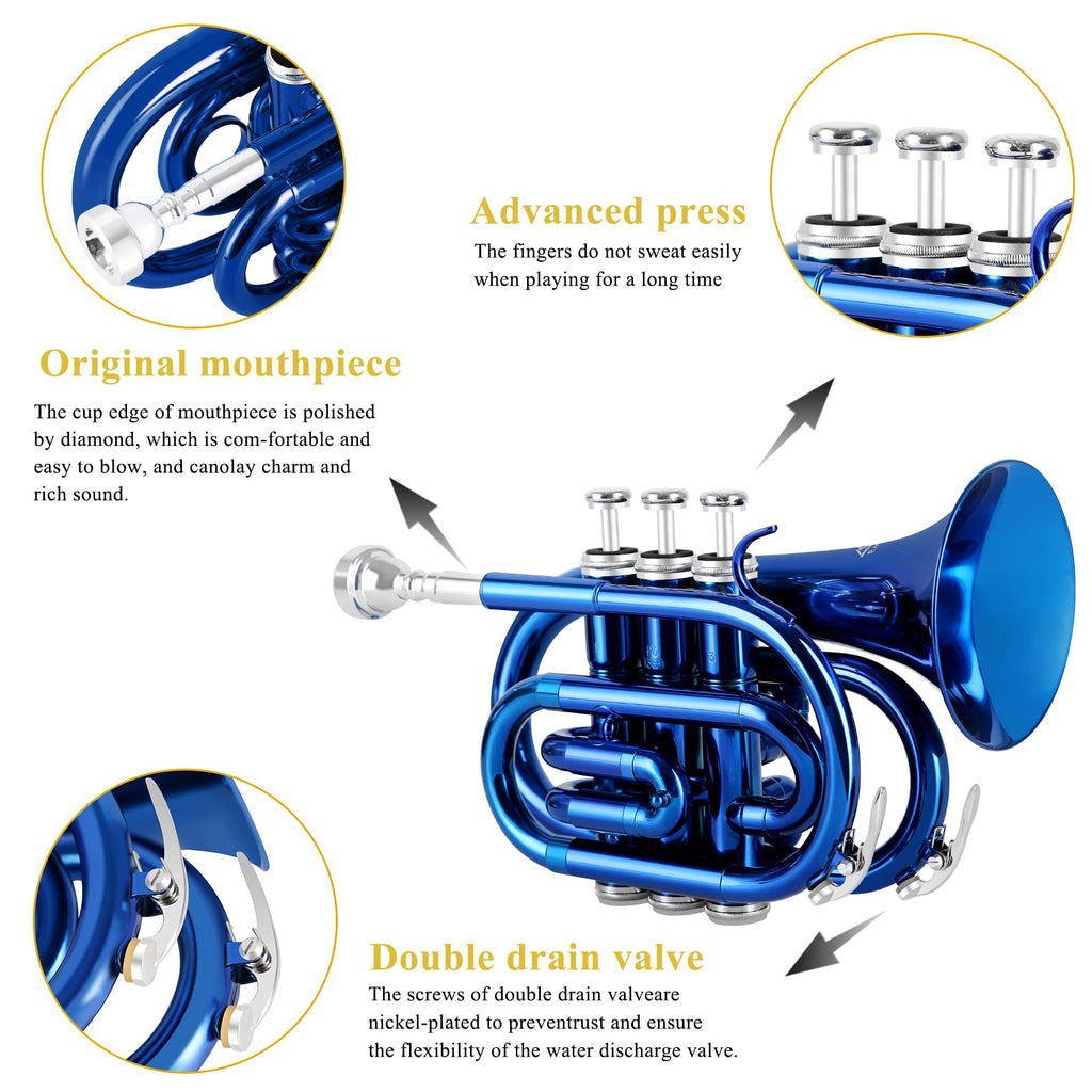 Bb Brass Pocket Trumpet with 7C Mouthpiece W59428