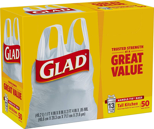 13 Gal. Tall Kitchen Handle-Tie Bags 50 ct Pack of 4 H899