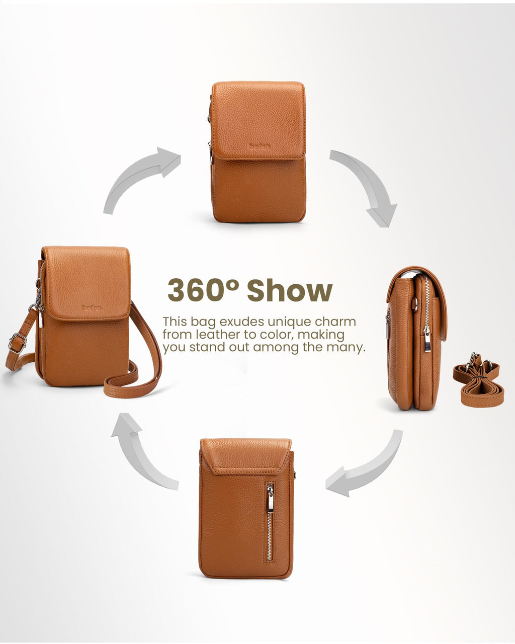 Genuine Leather Crossbody Bag with RFID Blocking Card Slots O591428