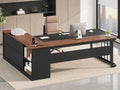 71" L Shaped Computer Desk with Drawers and Power Outlets S67293