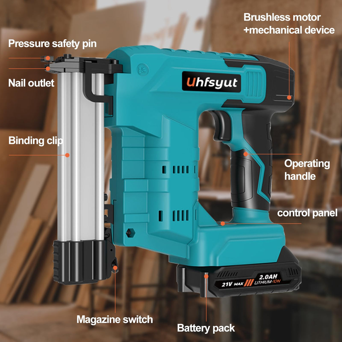 Cordless 21V 2 in 1 Brad Nailer and Staple Gun J856