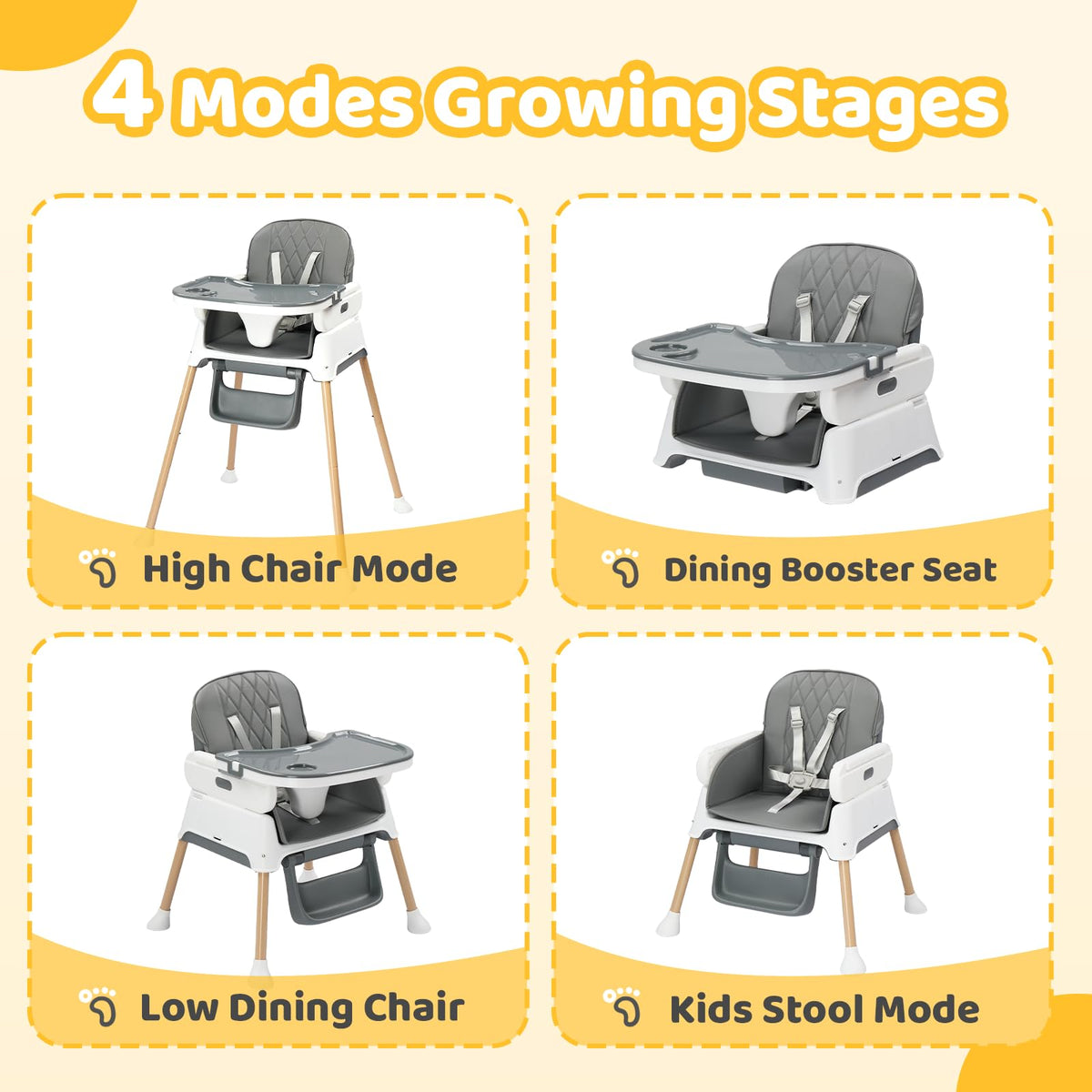 5 in 1 Portable High Chair with Double Tray X31852