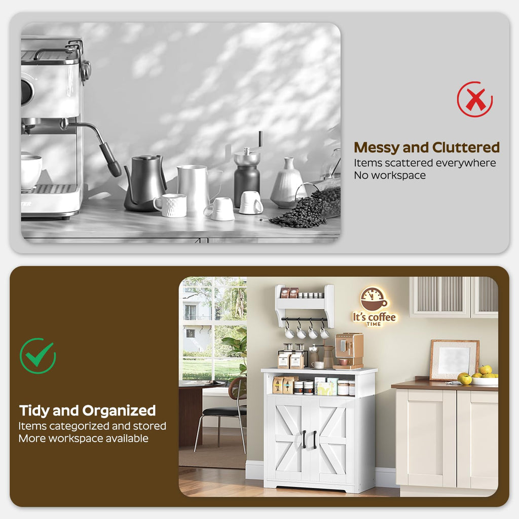 White Coffee Bar Cabinet with Storage E216988