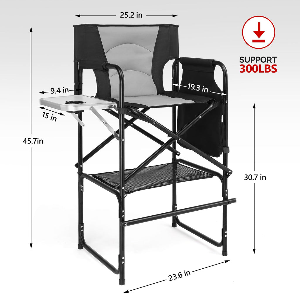 Extra Tall Portable Folding Makeup Artist Chair with Side Table B4595