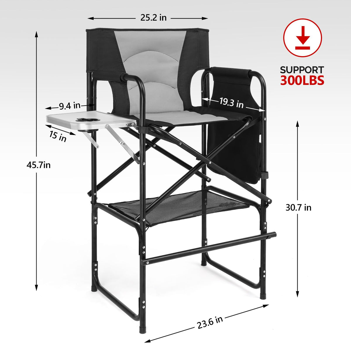 Extra Tall Portable Folding Makeup Artist Chair with Side Table B4595