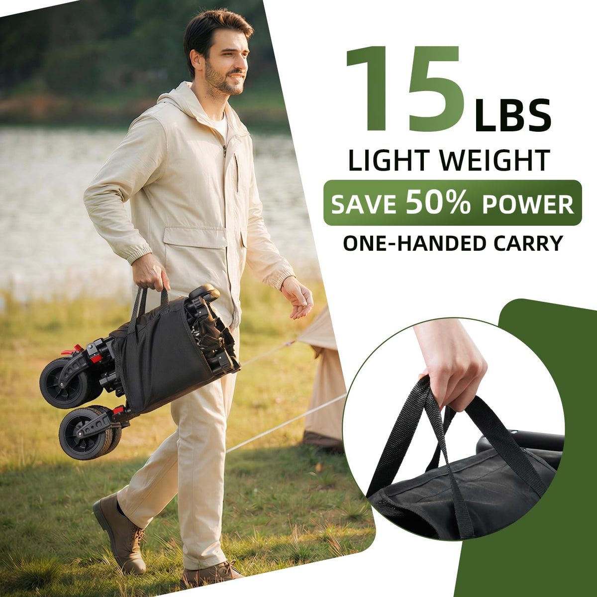 38" Collapsible Extended Wagon, 440lbs Capacity, 220L Heavy Duty Folding Cart, Black K9207