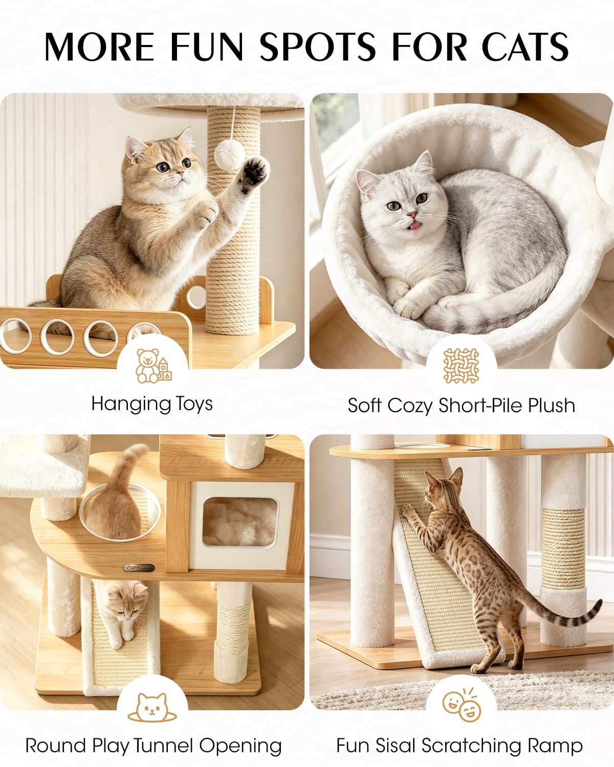 70" Wood Cat Tree for Large Cats G735