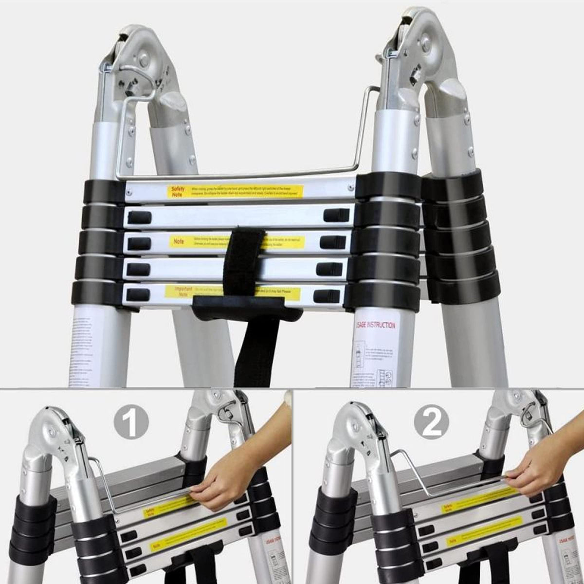 Aluminum Telescopic Extension Ladder 8.5ft-20.3ft Non-Slip W89994