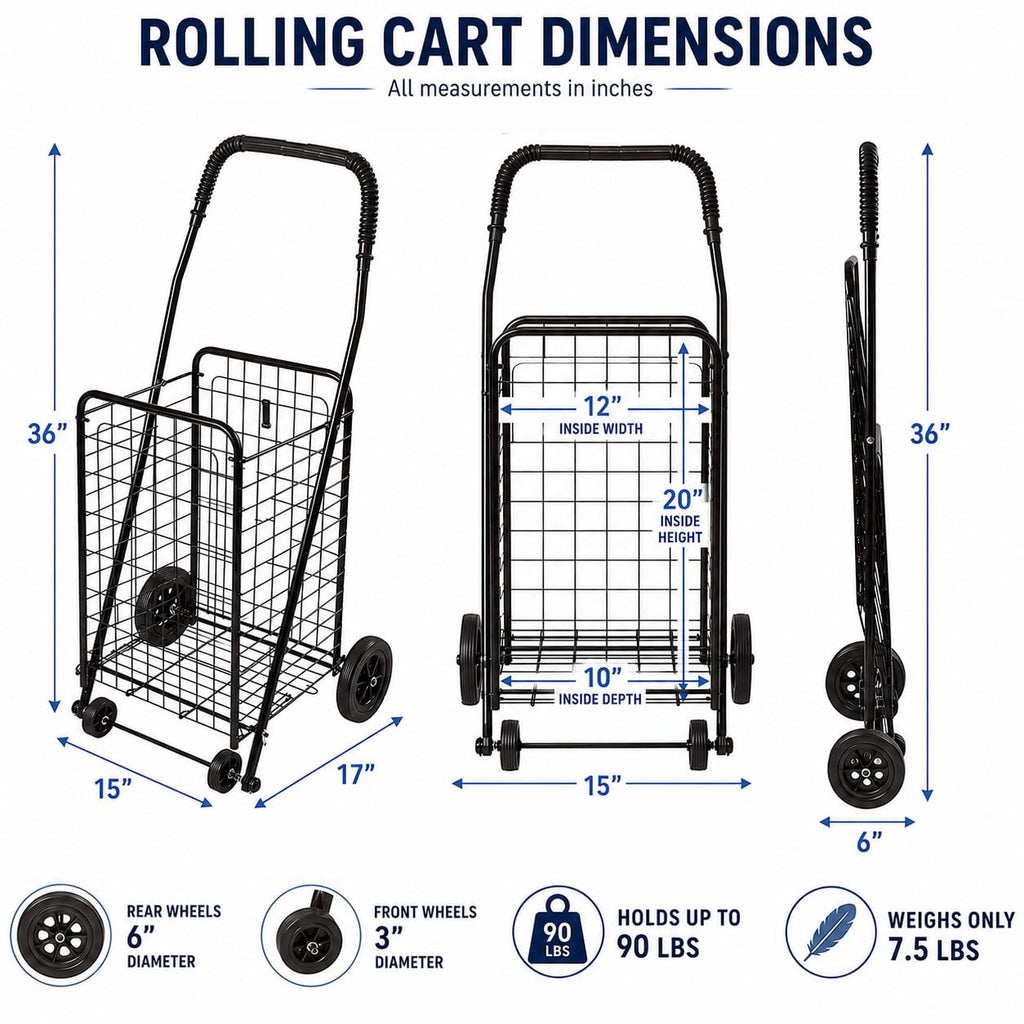 Black Foldable Utility Cart with Wheels P612486