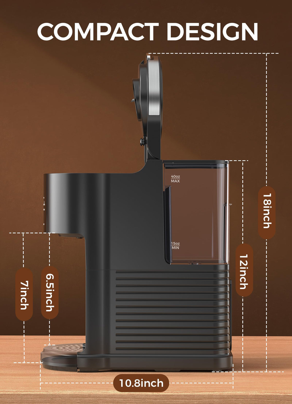 Single Serve Coffee Maker with 40 Oz Water Tank, Satin Black G1462