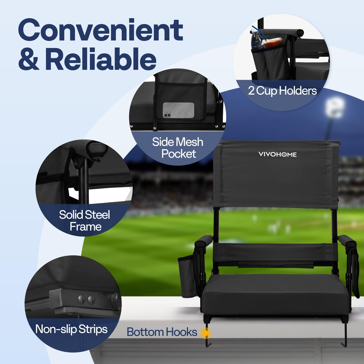 Adjustable High Back Stadium Seats with Cushion E404042