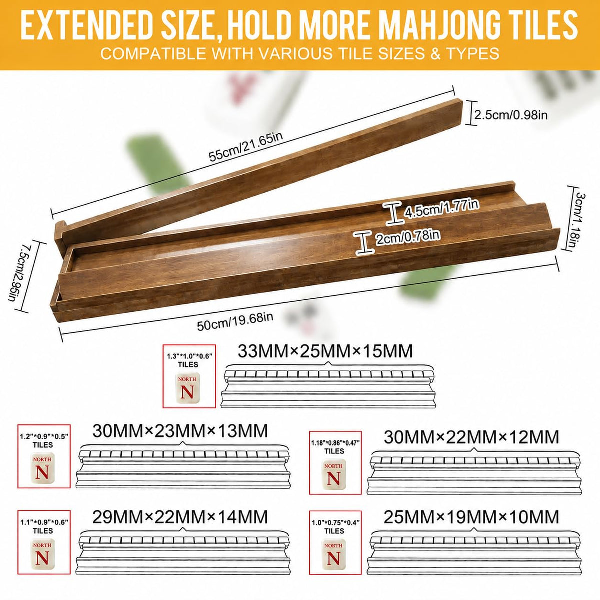 Acacia Wooden Mahjong Racks with Pushers D669168