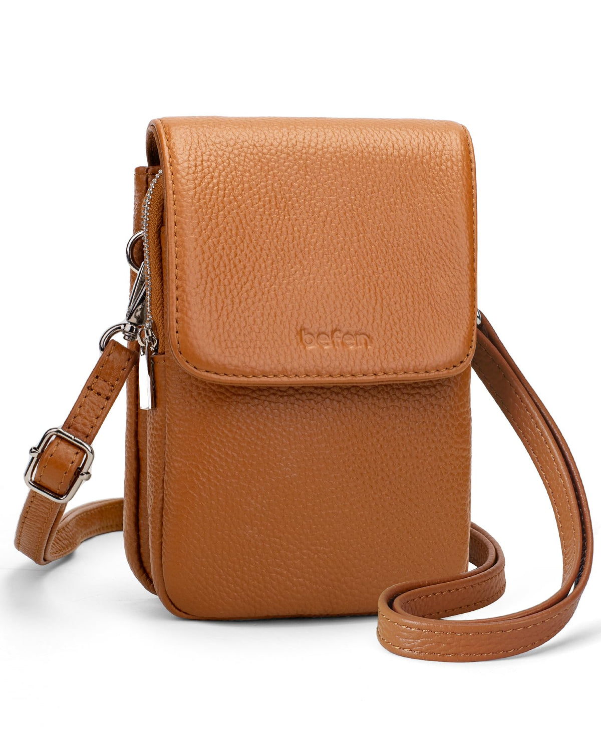 Genuine Leather Crossbody Bag with RFID Blocking Card Slots O591428
