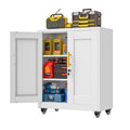 White Metal Storage Cabinet with Wheels H9773
