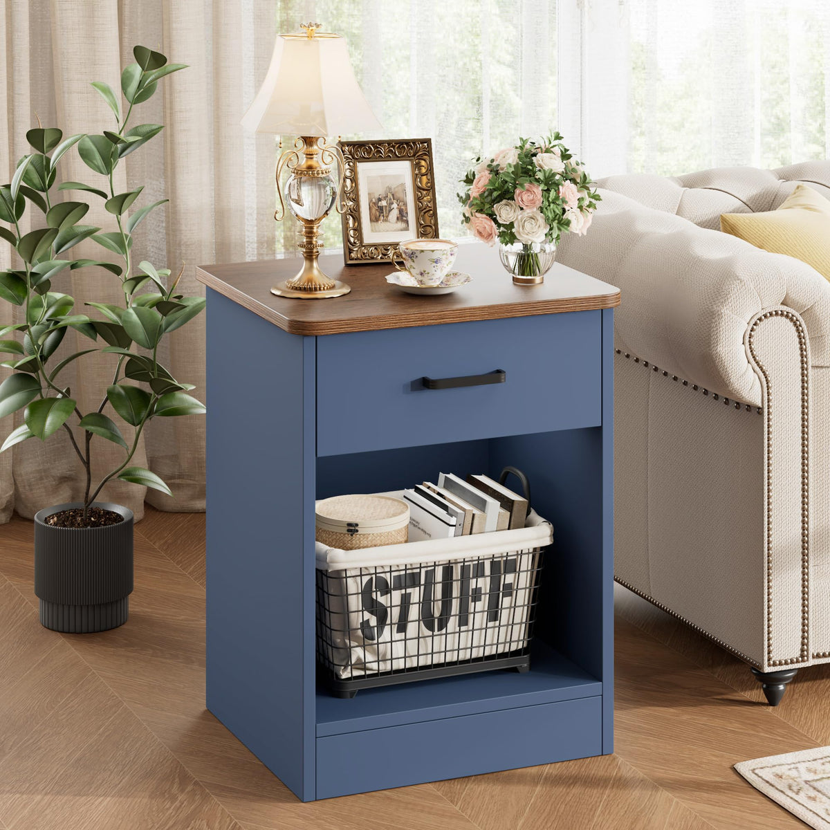 Nightstand Set of 2 with Drawer and Storage Shelf G710268