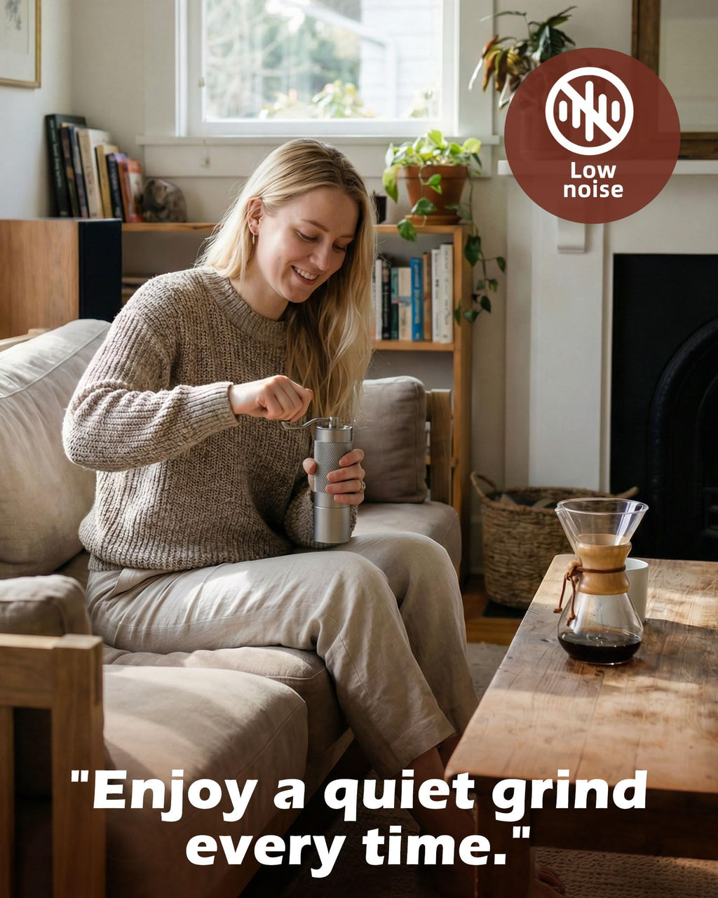 Manual Stainless Steel Conical Burr Coffee Grinder with Adjustable Settings Z531491