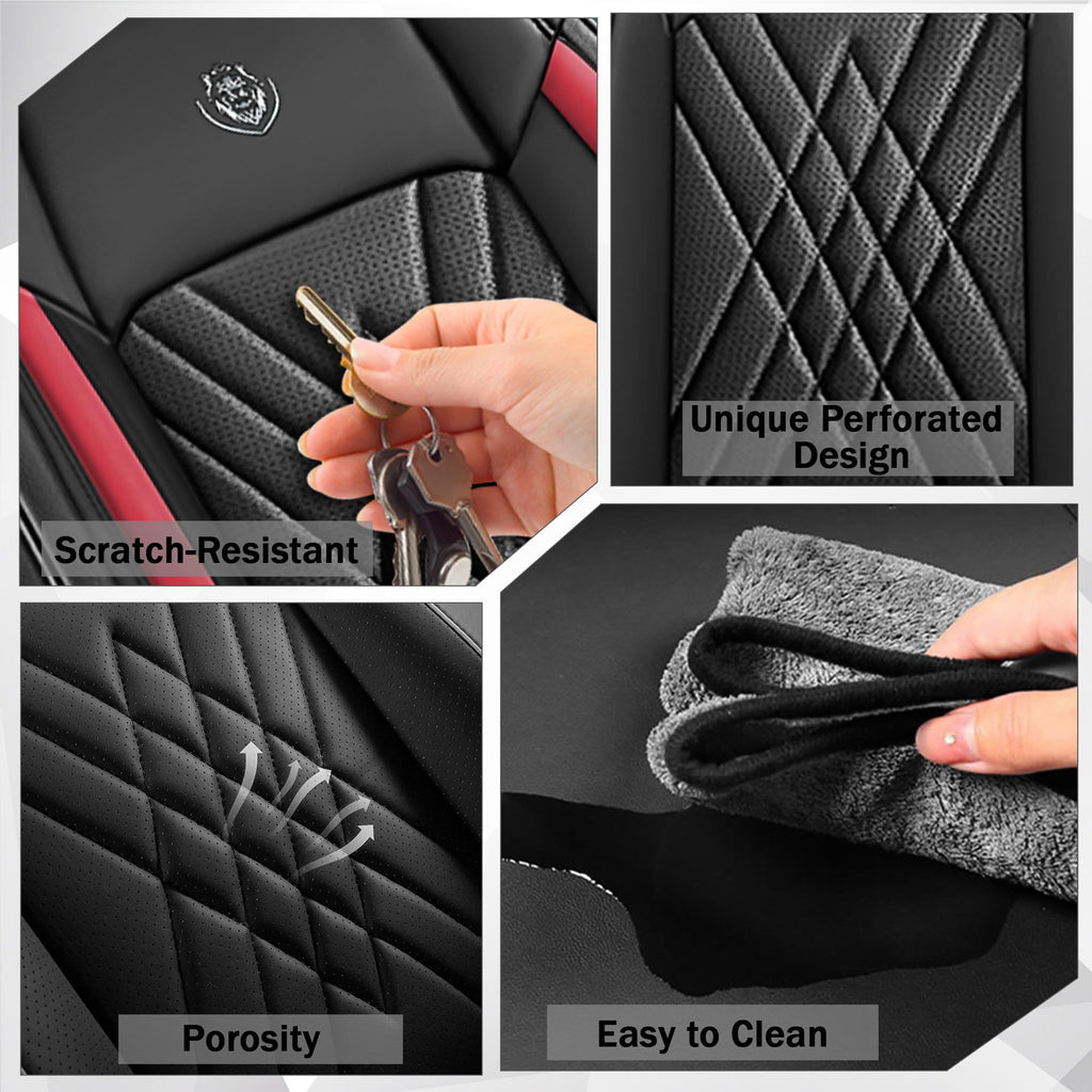 Black Red Full Set Car Seat Covers F15474