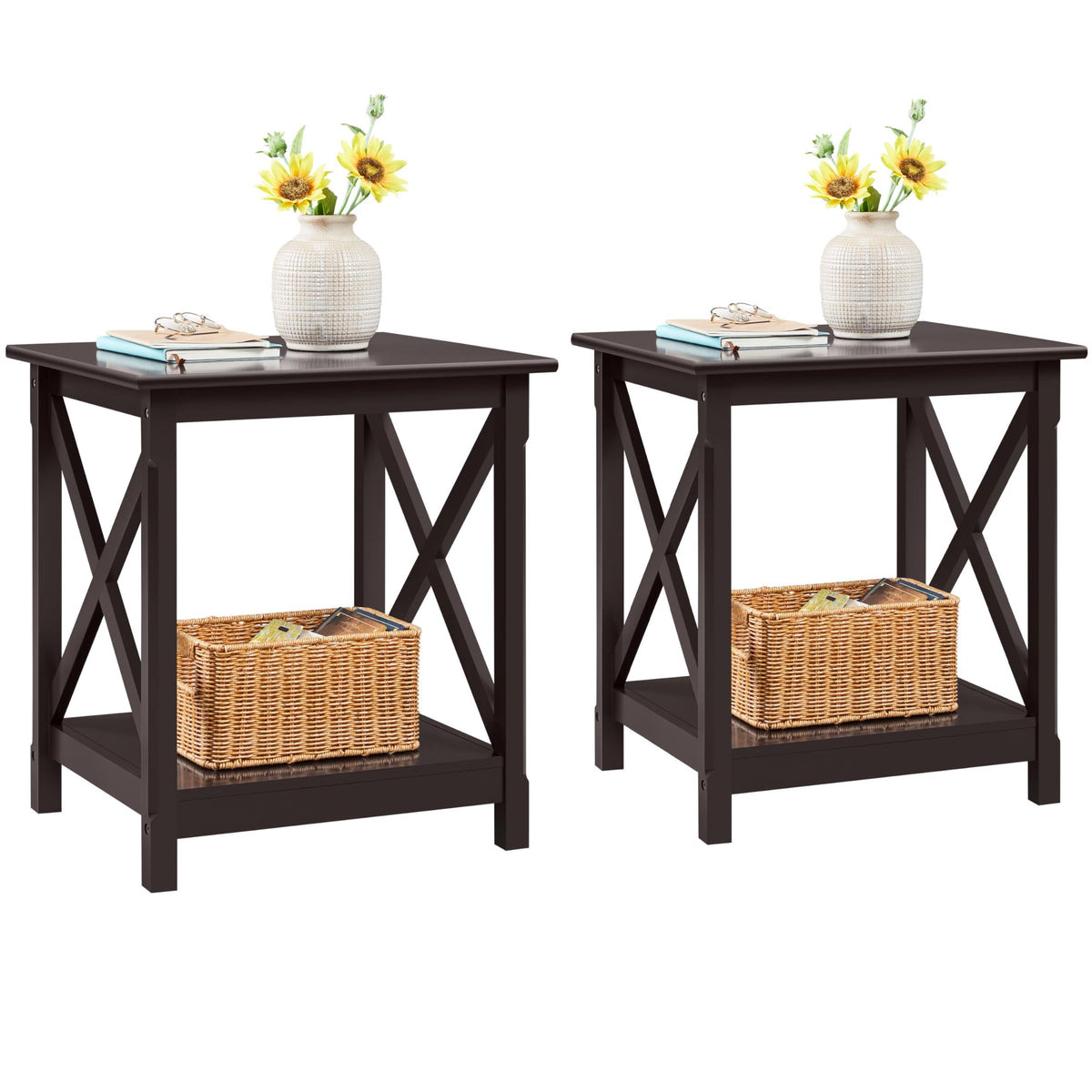 Espresso 20 x 18 Inch End Table Set of 2 V259249