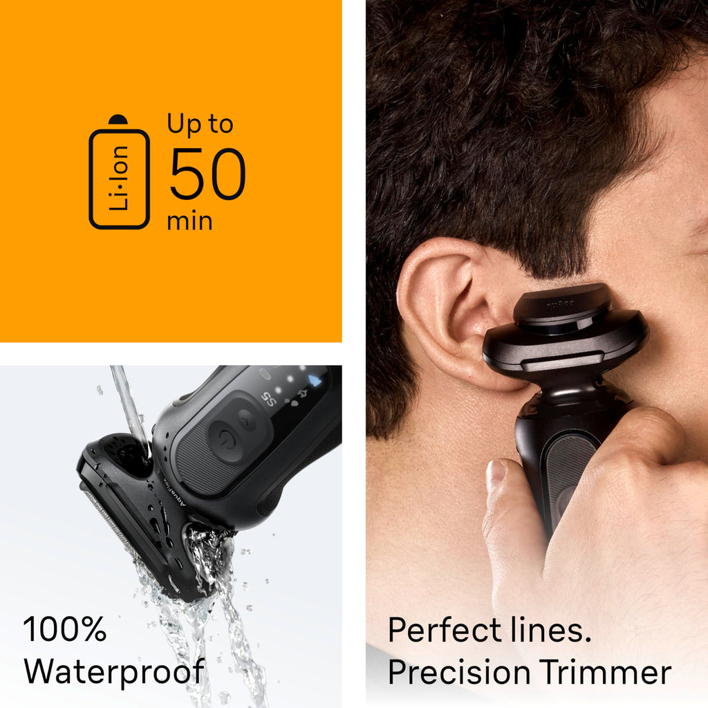 Black Wet & Dry Electric Shaver with Trimmer B1775