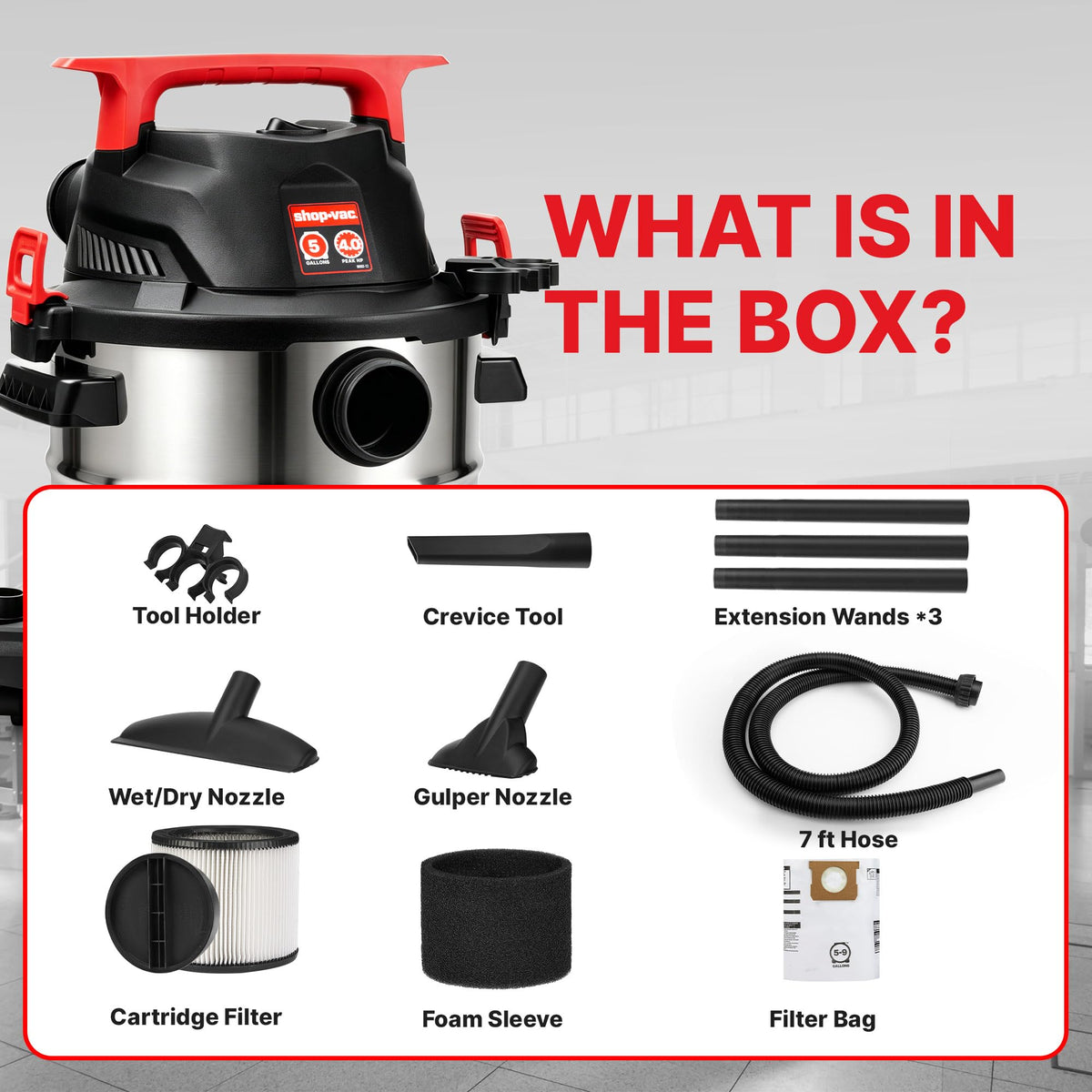 Wet/Dry Vacuum with Blower, 5 Gallon, 4 Peak HP O936