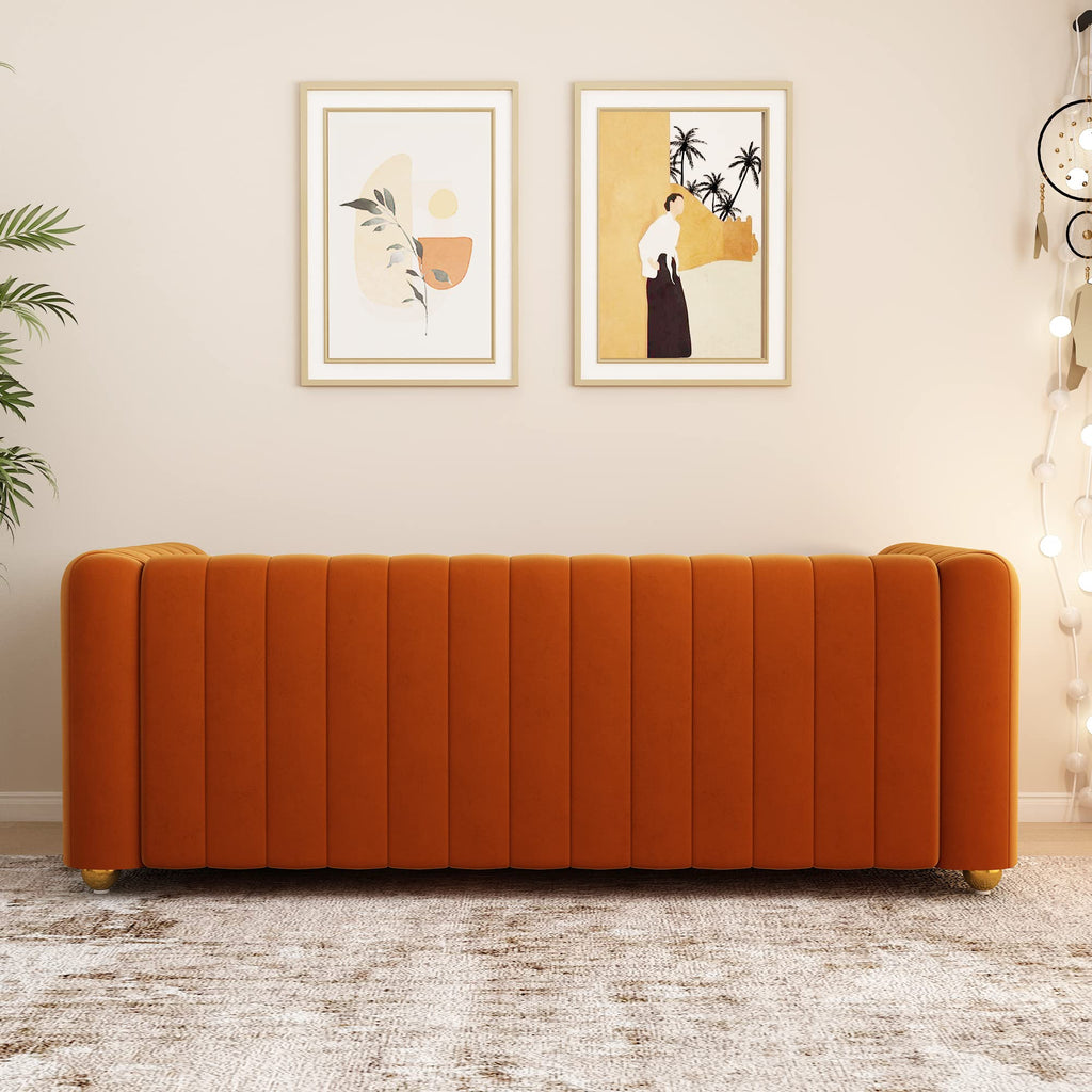 Orange Velvet 3 Seat Sofa R848228