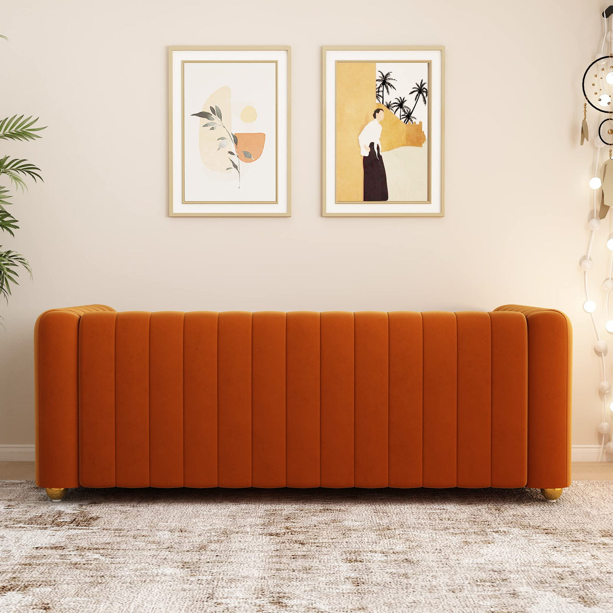 Orange Velvet 3 Seat Sofa R848228