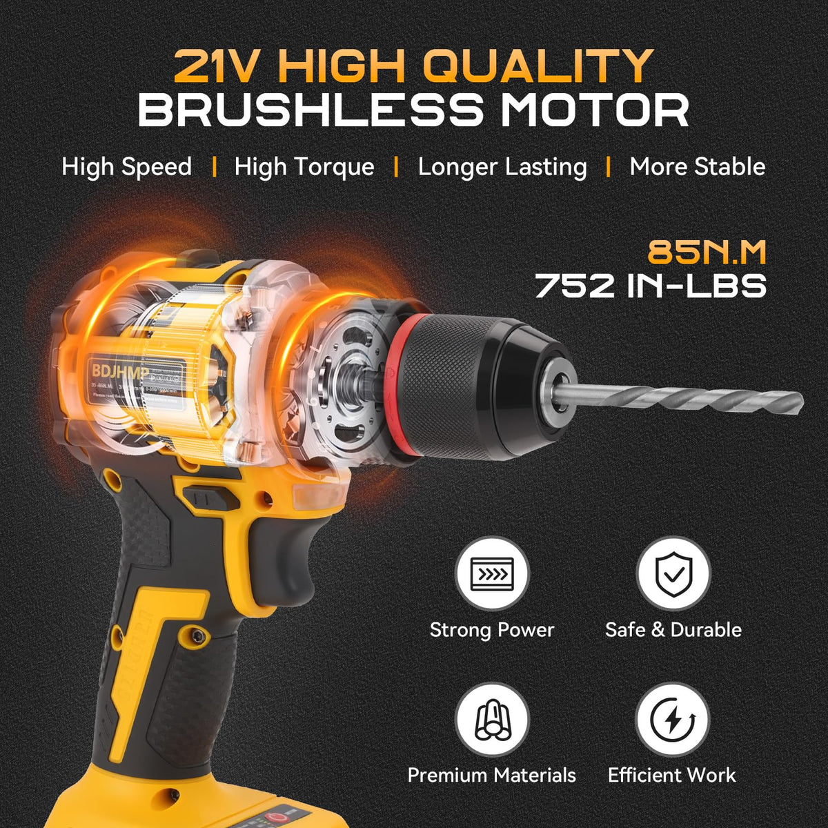 3/8" Brushless Compact Drill Tool Set with Drill Bit and Sockets D480