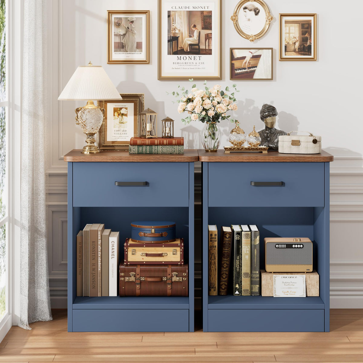 Nightstand Set of 2 with Drawer and Storage Shelf G710268