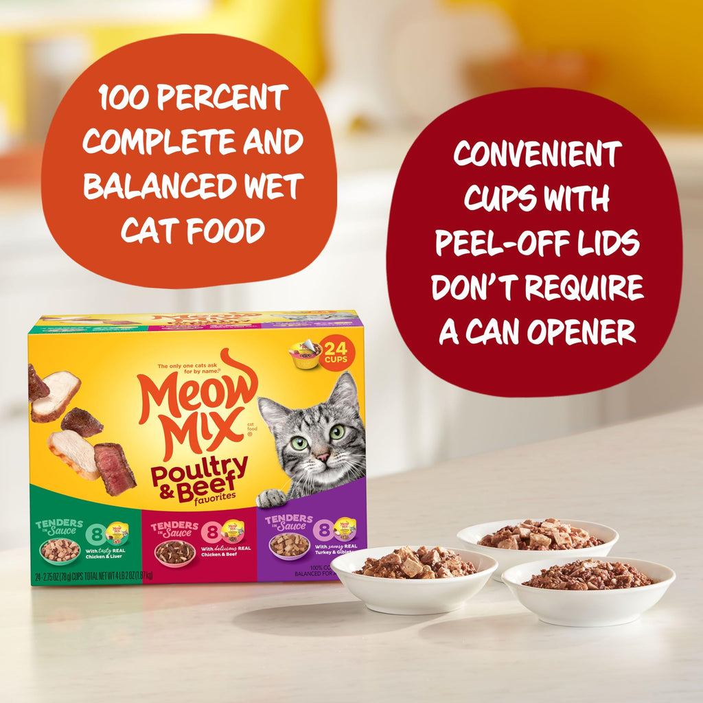 Dry Cat Food 6.3 Pound Bag + Wet Cat Food Variety Pack 2.75 Ounce Cups (Pack of 24) X394912