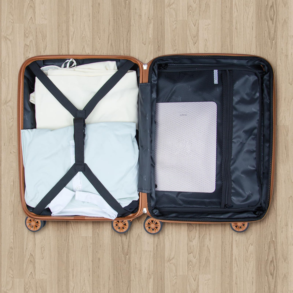 21" White Hardshell Carry On Luggage with Spinner Wheels E446