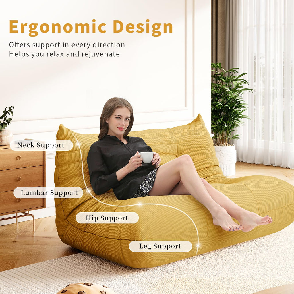 Yellow Corduroy Memory Foam Bean Bag Chair M3745