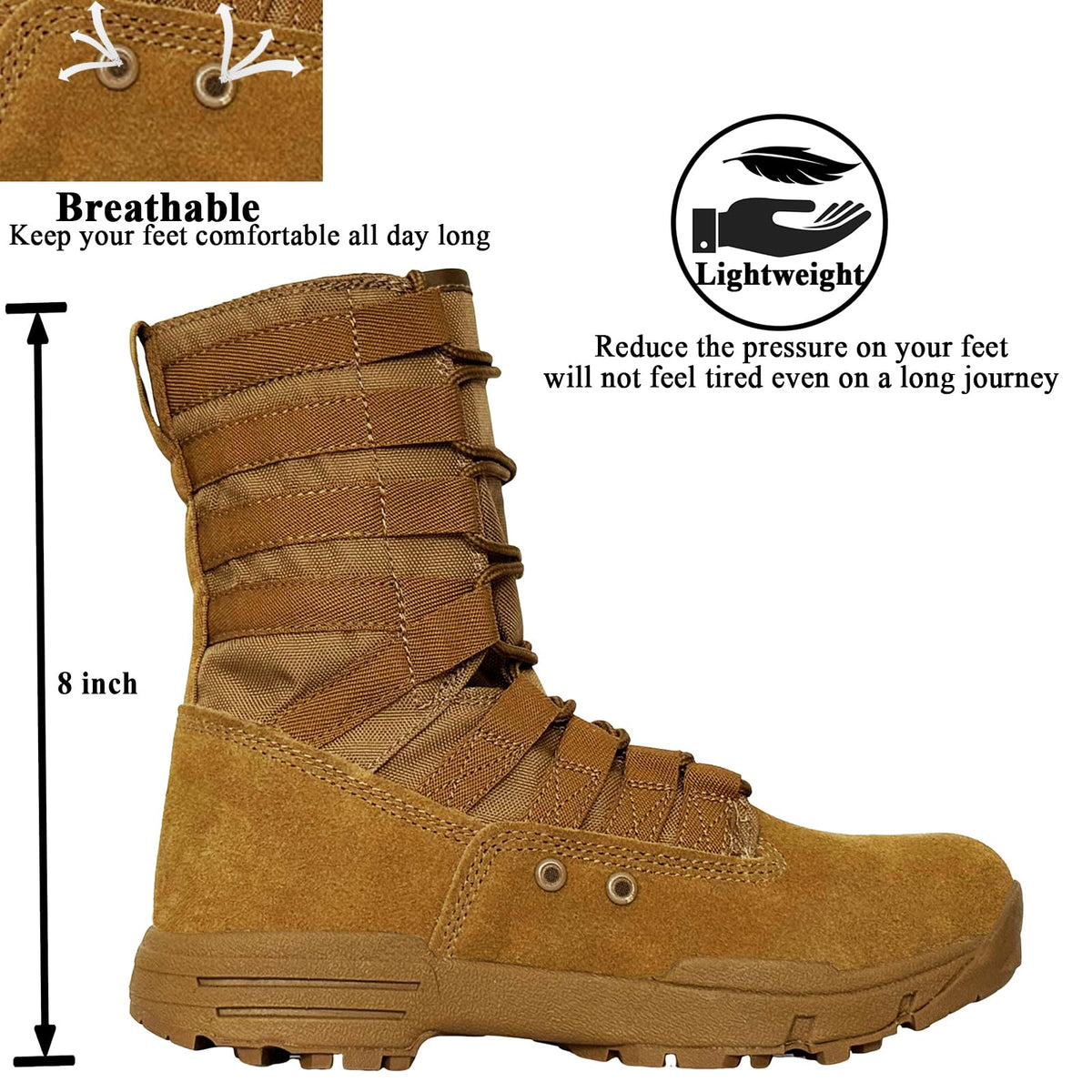 Suede Leather Lightweight Tactical Combat Boots Y75422