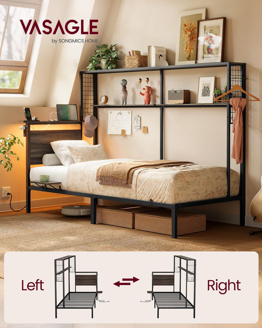 Twin Size Metal Bed Frame with Headboard Z695261