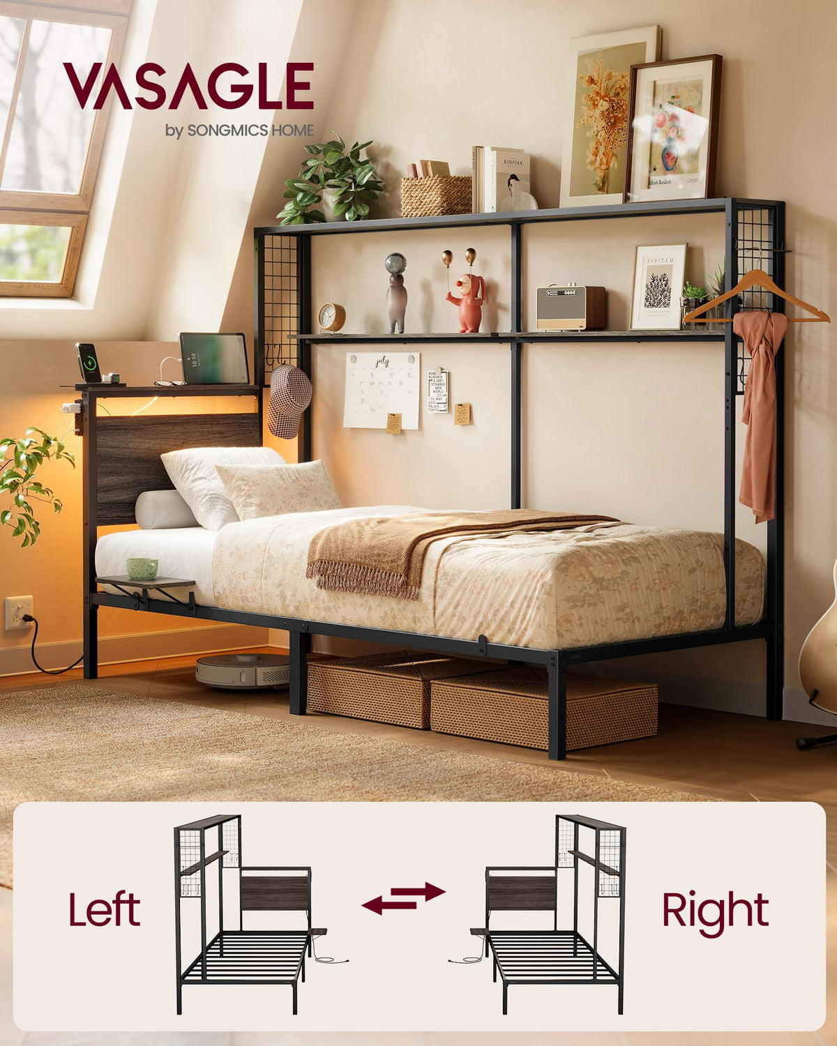 Twin Size Metal Bed Frame with Headboard Z695261
