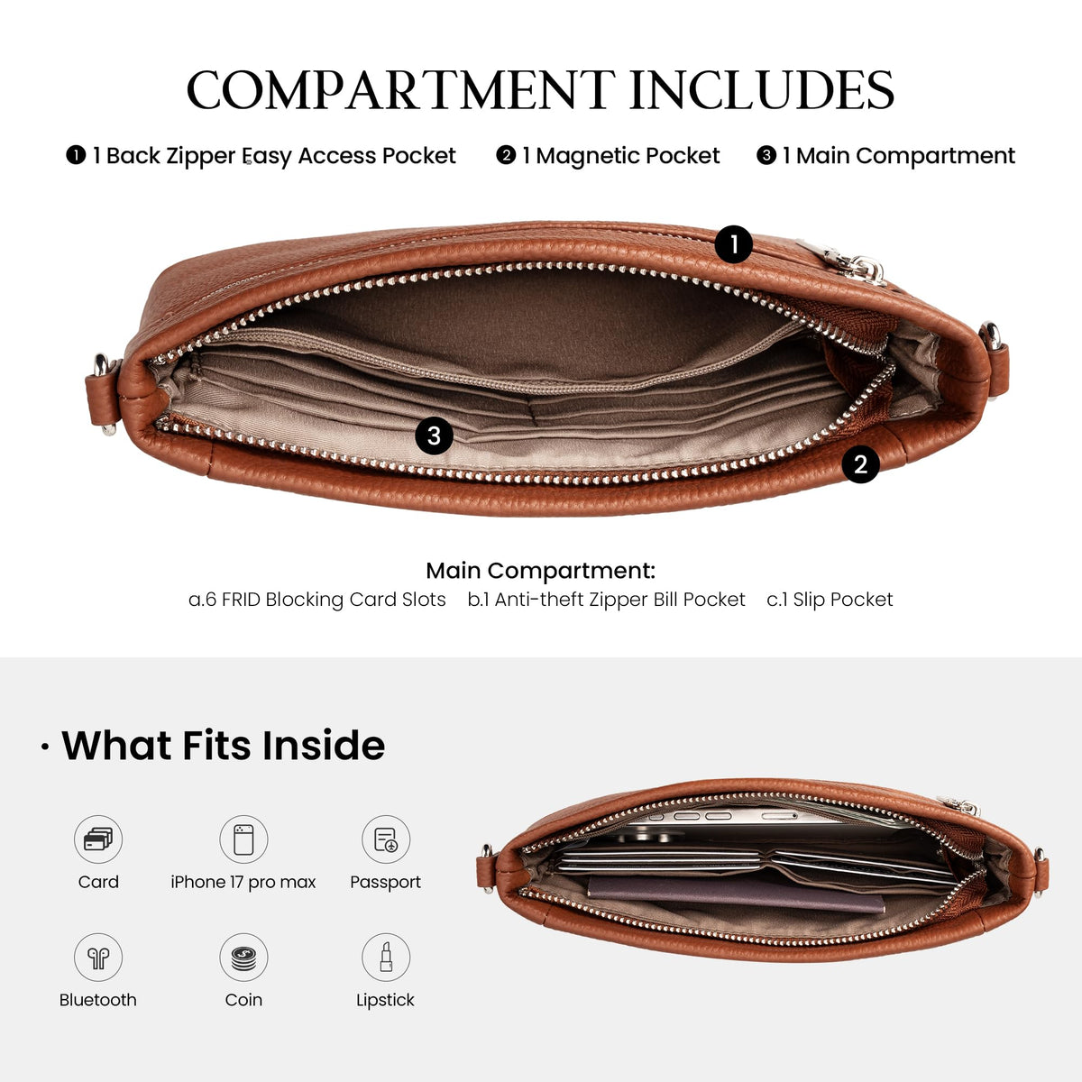 Genuine Leather Wristlet Wallet with Built in Wallet J85167