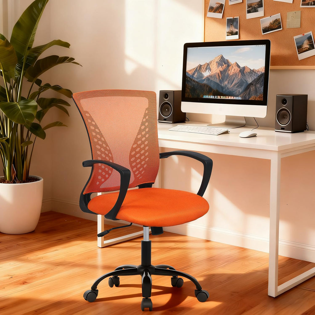 Orange Mesh Ergonomic Office Chair with Lumbar Support and Armrest Q173444