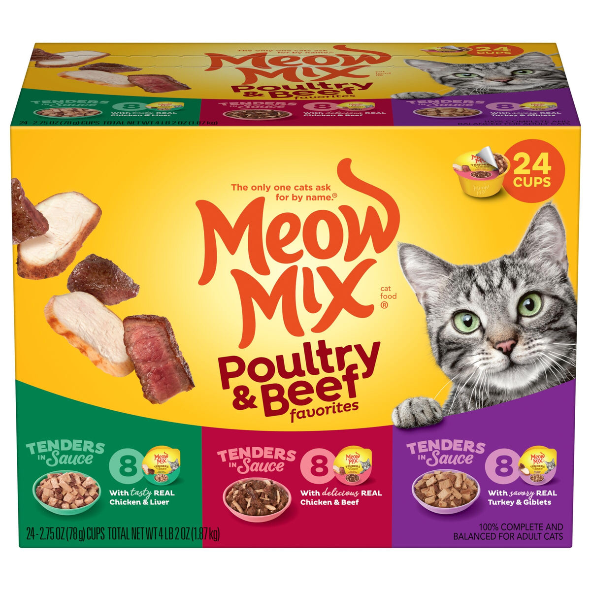 Dry Cat Food 6.3 Pound Bag + Wet Cat Food Variety Pack 2.75 Ounce Cups (Pack of 24) X394912