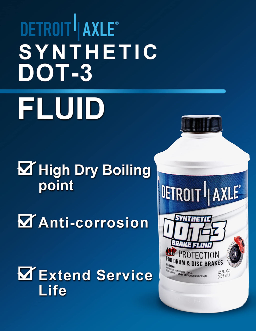 12oz Synthetic Dot-3 Brake Fluid H8344