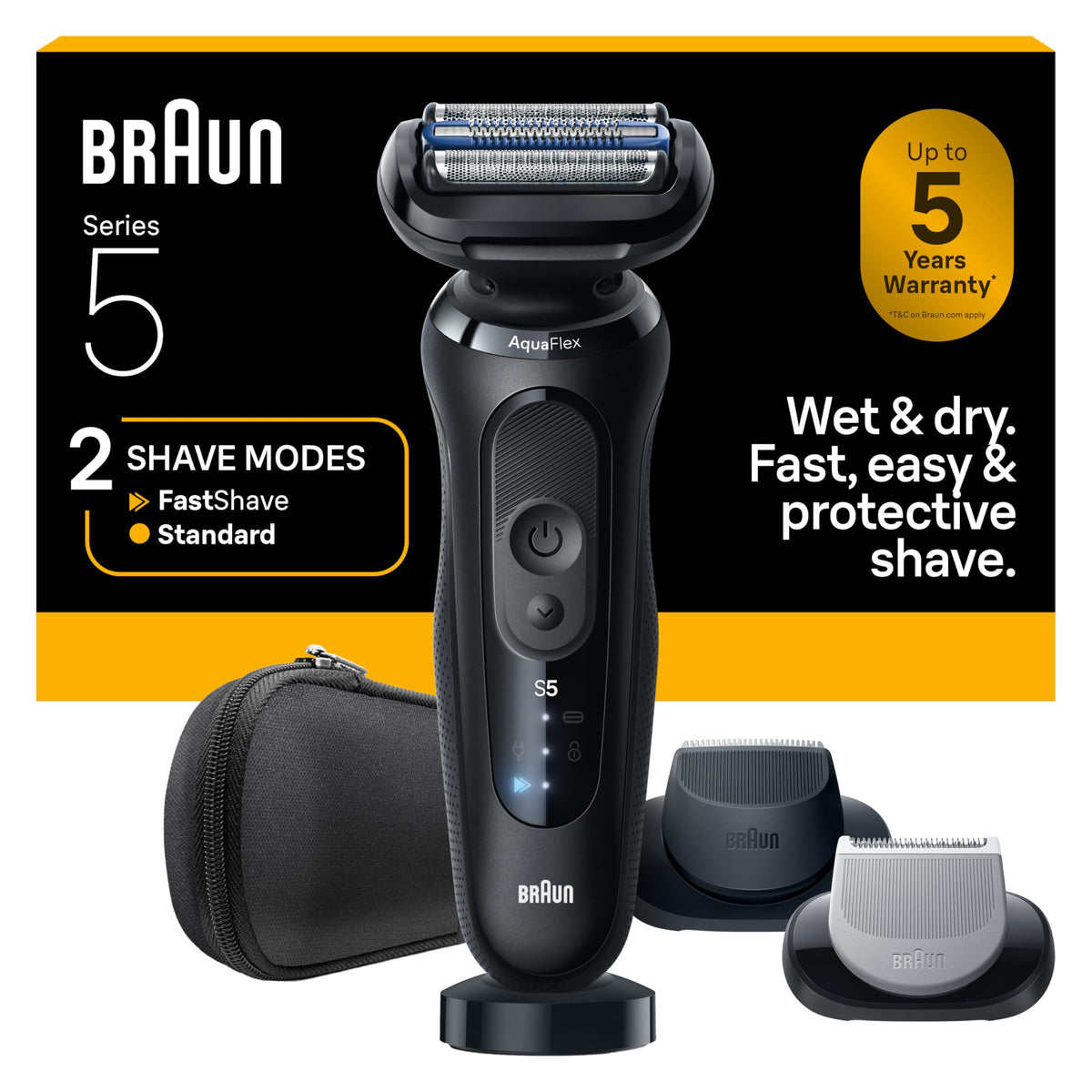 Black Wet & Dry Electric Shaver with Trimmer B1775